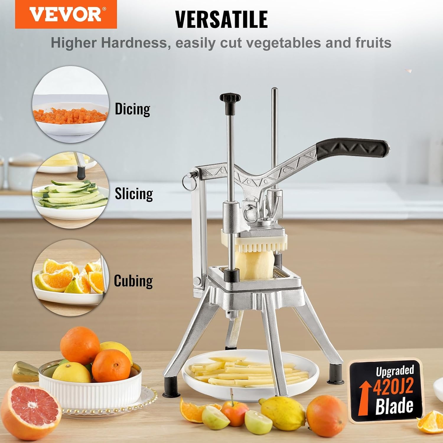image:imageVEVOR Replacement Chopper Blade 14 inch 3 PCS French Fry Blade Assembly with 6 Extra Knives Stainless Steel Dicer Parts and Push Block for Cutting Potatoes Carrots Onions Cucumbers Mushrooms866 x 866 x 1969