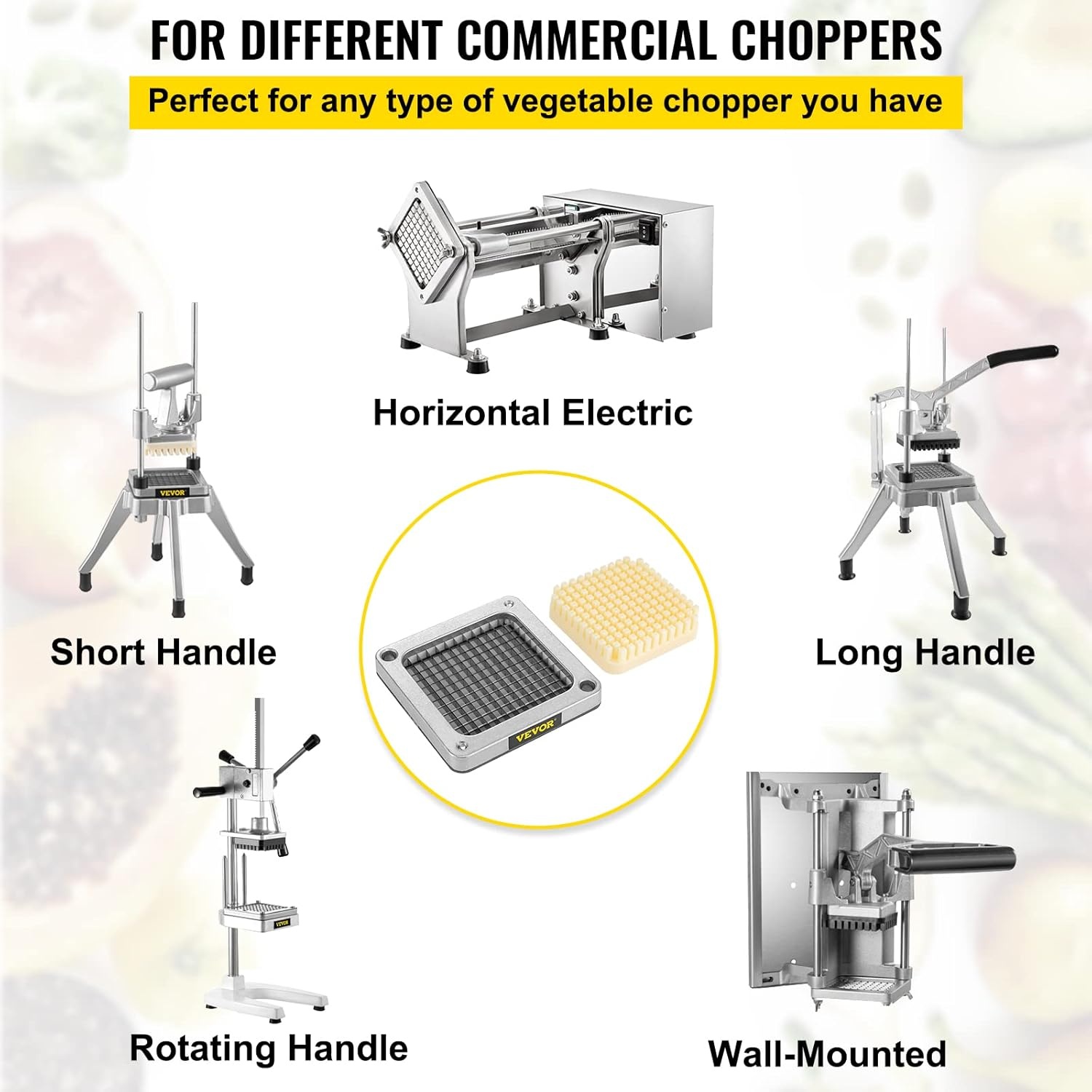 image:imageVEVOR Replacement Chopper Blade 14 inch 3 PCS French Fry Blade Assembly with 6 Extra Knives Stainless Steel Dicer Parts and Push Block for Cutting Potatoes Carrots Onions Cucumbers MushroomsChopper Blade 14x3 blades