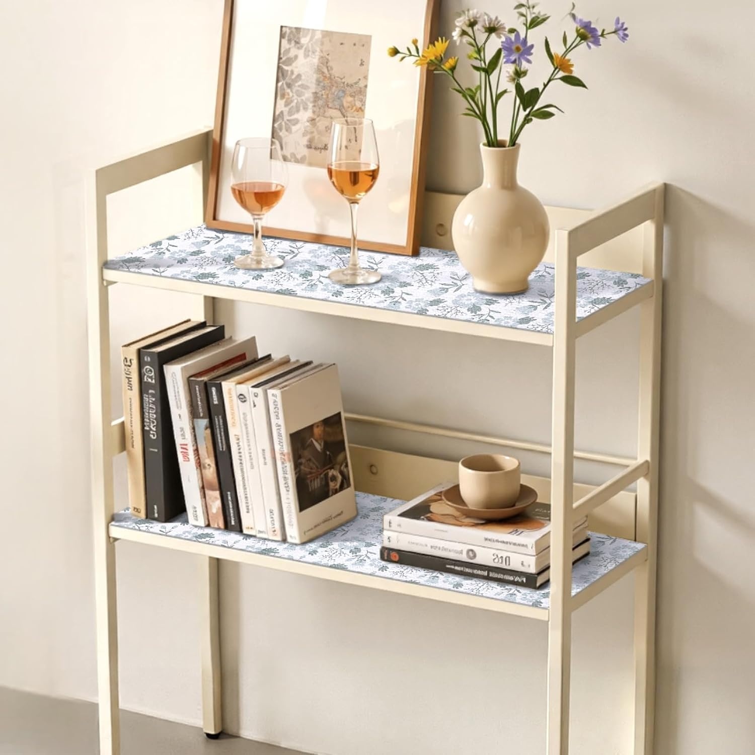 image:imageVEVOR Shelf Liner Drawer Liner for Kitchen Cabinet NonAdhesive NonSlip Waterproof Washable Shelf Paper Easy to Cut Durable PVC Cabinet Mat for Dresser Pantry Shelve BathroomFloral12in x 23FTClassic Floral