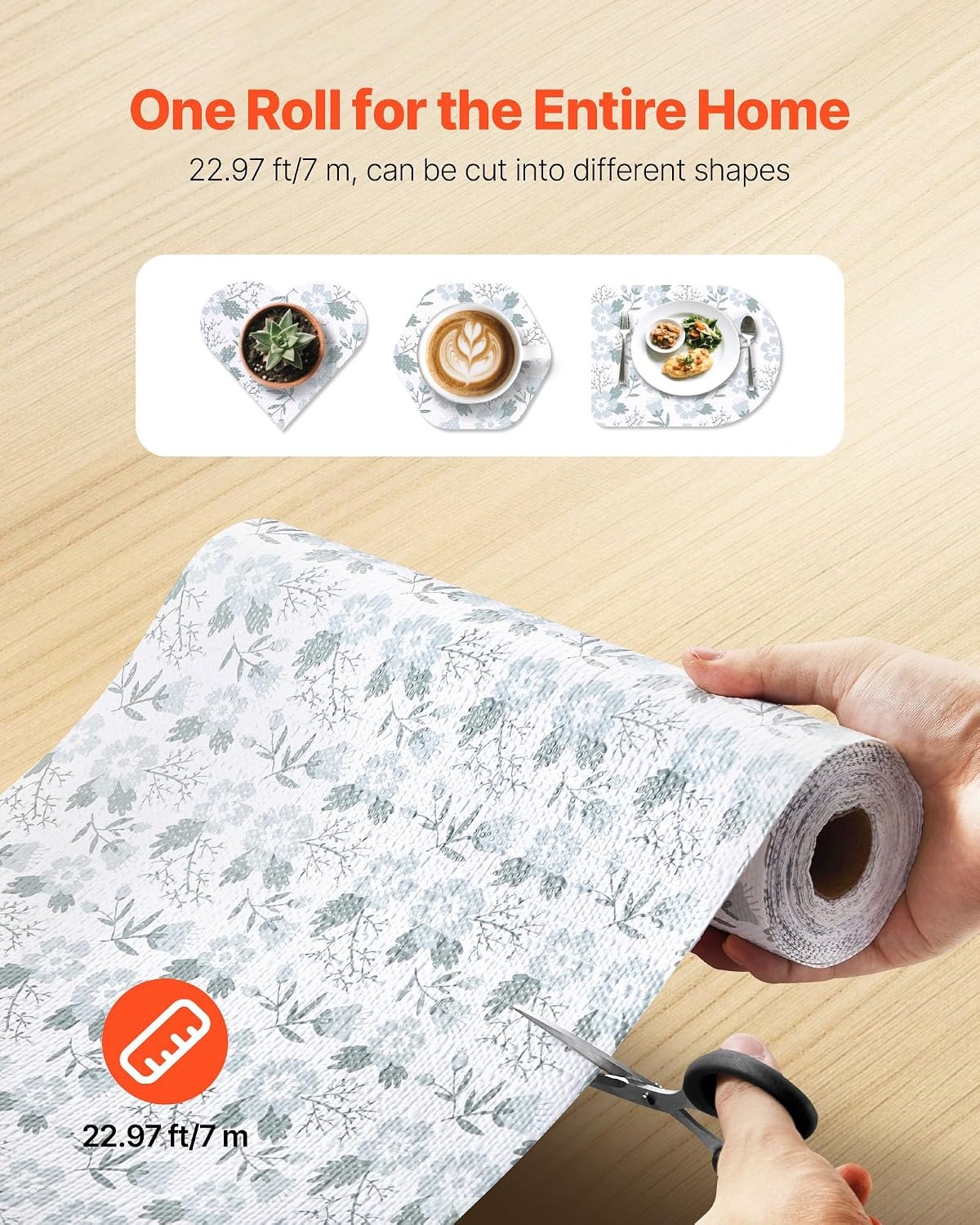 image:imageVEVOR Shelf Liner Drawer Liner for Kitchen Cabinet NonAdhesive NonSlip Waterproof Washable Shelf Paper Easy to Cut Durable PVC Cabinet Mat for Dresser Pantry Shelve BathroomFloral12in x 23FTClassic Floral