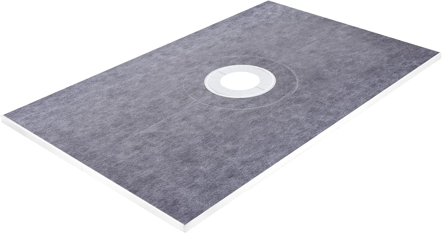 image:imageVEVOR Shower Curb Kit 48x72 Watertight Shower Curb Overlay with 4 ABS Central Bonding Flange 4 Stainless Steel Grate 2 Cuttable Shower Curb and Trowel Shower Pan Slope Sticks Fit for Bathroom48x72