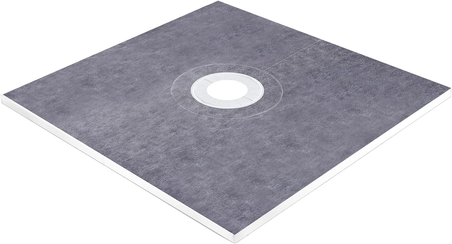 image:imageVEVOR Shower Curb Kit 48x72 Watertight Shower Curb Overlay with 4 ABS Central Bonding Flange 4 Stainless Steel Grate 2 Cuttable Shower Curb and Trowel Shower Pan Slope Sticks Fit for Bathroom48x48