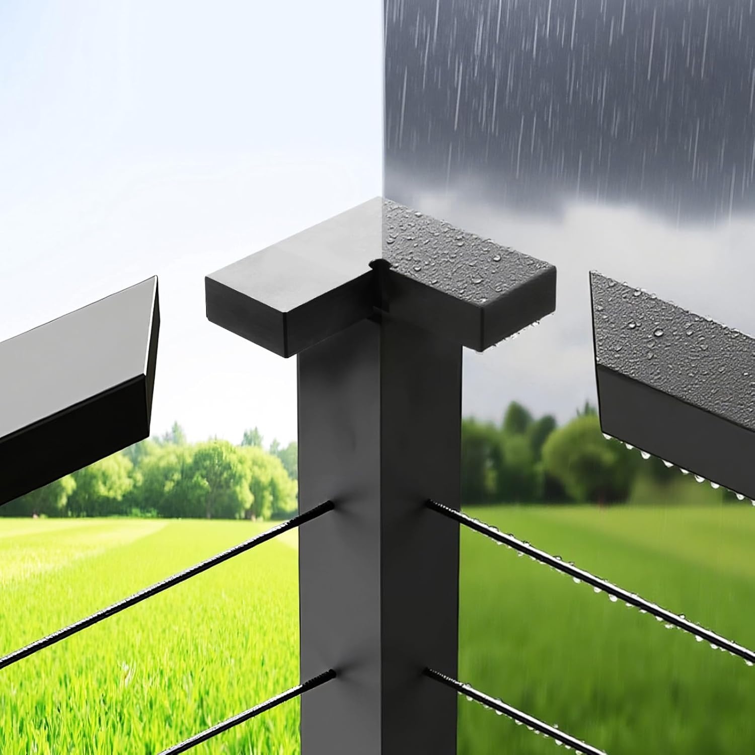 image:imageVEVOR Stainless Steel Handrail 65 FT 4 Pack Rectangular Top Stair Deck Hand Rail for OutdoorIndoor Steps with End CapMatte Black Coating Adjustable Metal Stair Rail for Cable Railing KitCorner Connector2