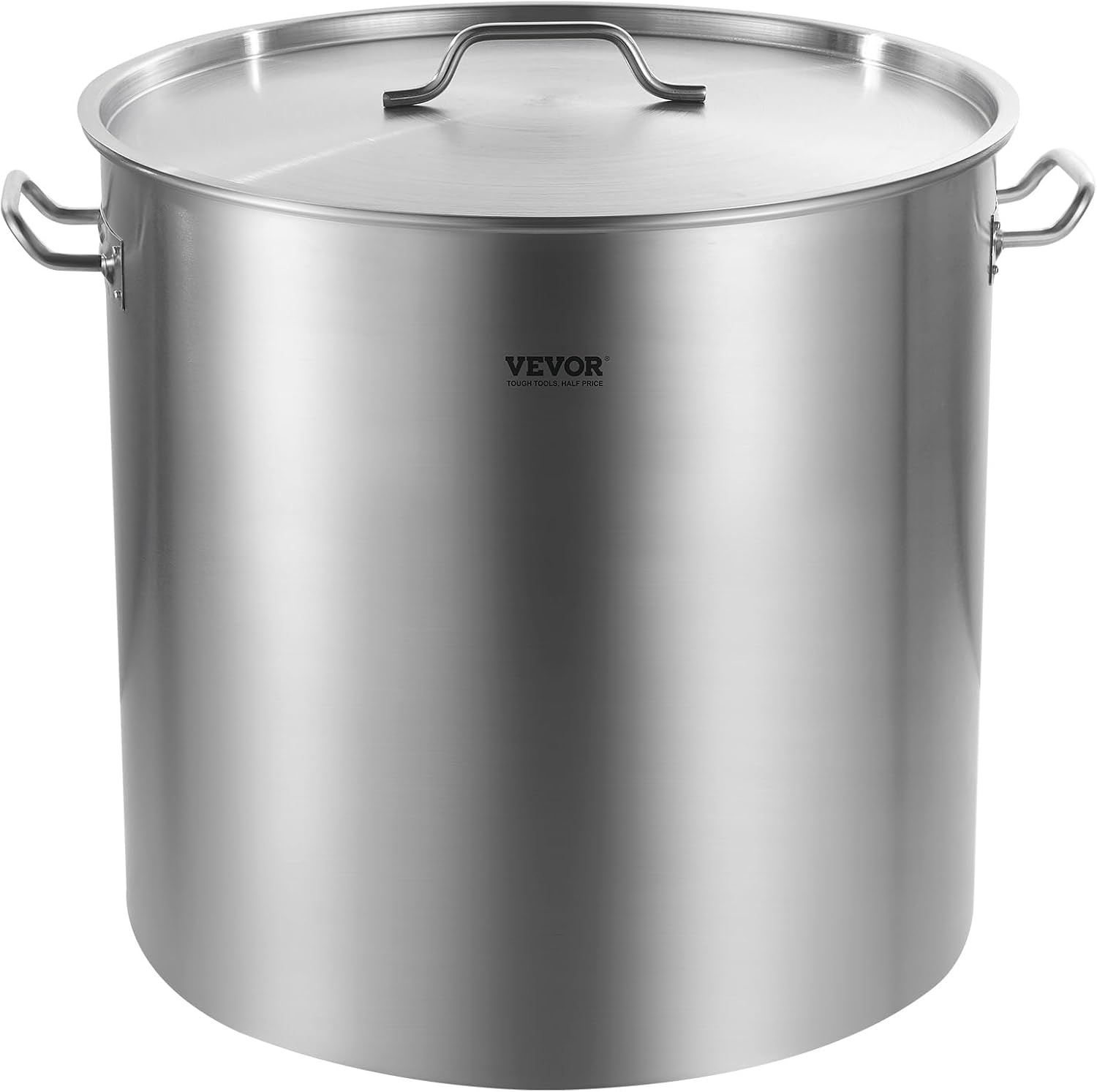image:imageVEVOR Stainless Steel Stockpot 53 Quart Large Cooking Pots Cookware Sauce Pot with Lid and Handle Heavy Duty Commercial Grade Stock Pot Sanding Treatment for Large Groups Events Silver100 Quarts