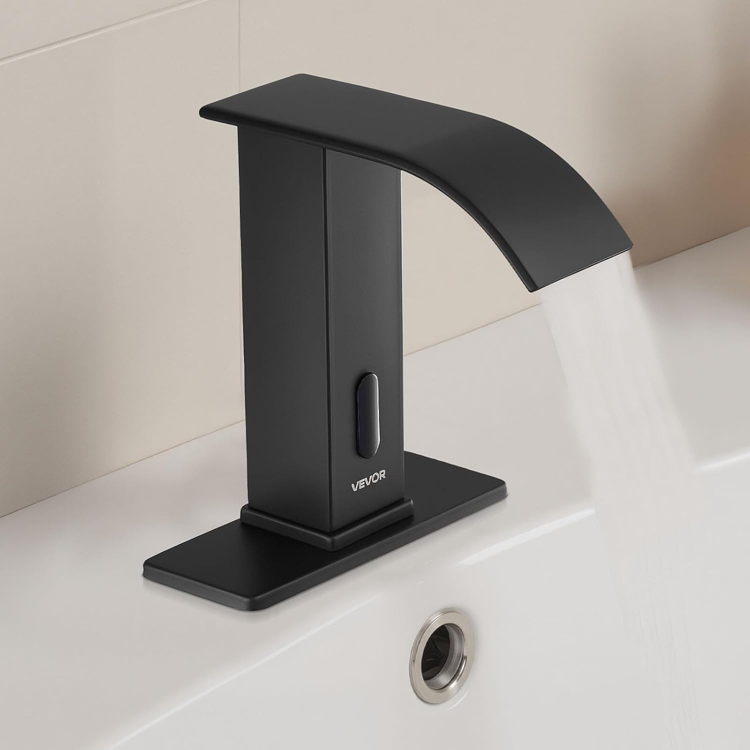 image:imageVEVOR Touchless Bathroom Sink Faucet Automatic Motion Sensor Restroom Toilet Faucet with Hole Cover Plate Battery OperatedAdjustable Temp for 916 in Pipe Commercial LavatoryBrushed Nickel SilverMatte Black