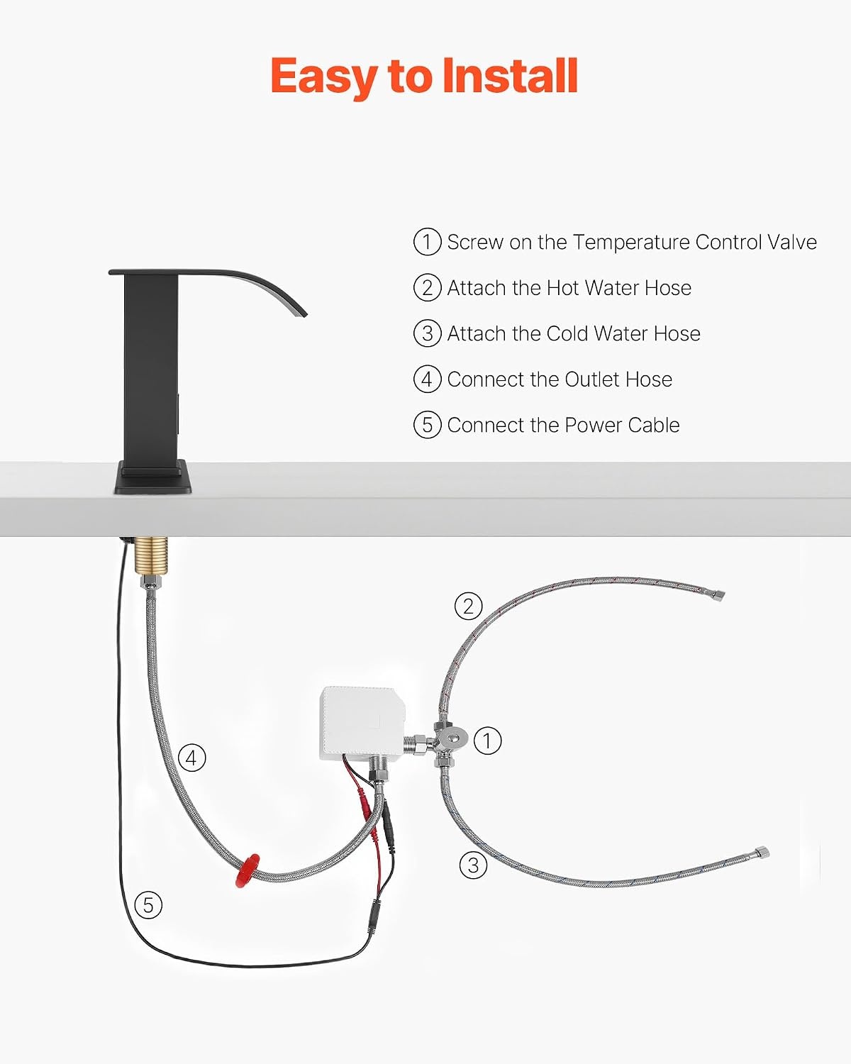 image:imageVEVOR Touchless Bathroom Sink Faucet Automatic Motion Sensor Restroom Toilet Faucet with Hole Cover Plate Battery OperatedAdjustable Temp for 916 in Pipe Commercial LavatoryBrushed Nickel SilverMatte Black