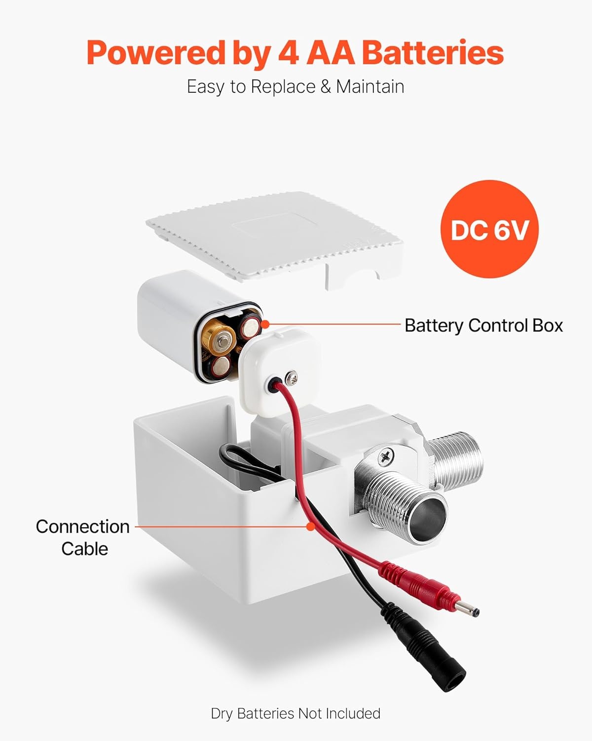 image:imageVEVOR Touchless Bathroom Sink Faucet Automatic Motion Sensor Waterfall Restroom Toilet Faucet with Hole Cover Plate Battery OperatedHotCold Water for 916 in Pipe Commercial LavatoryMatte BlackChrome