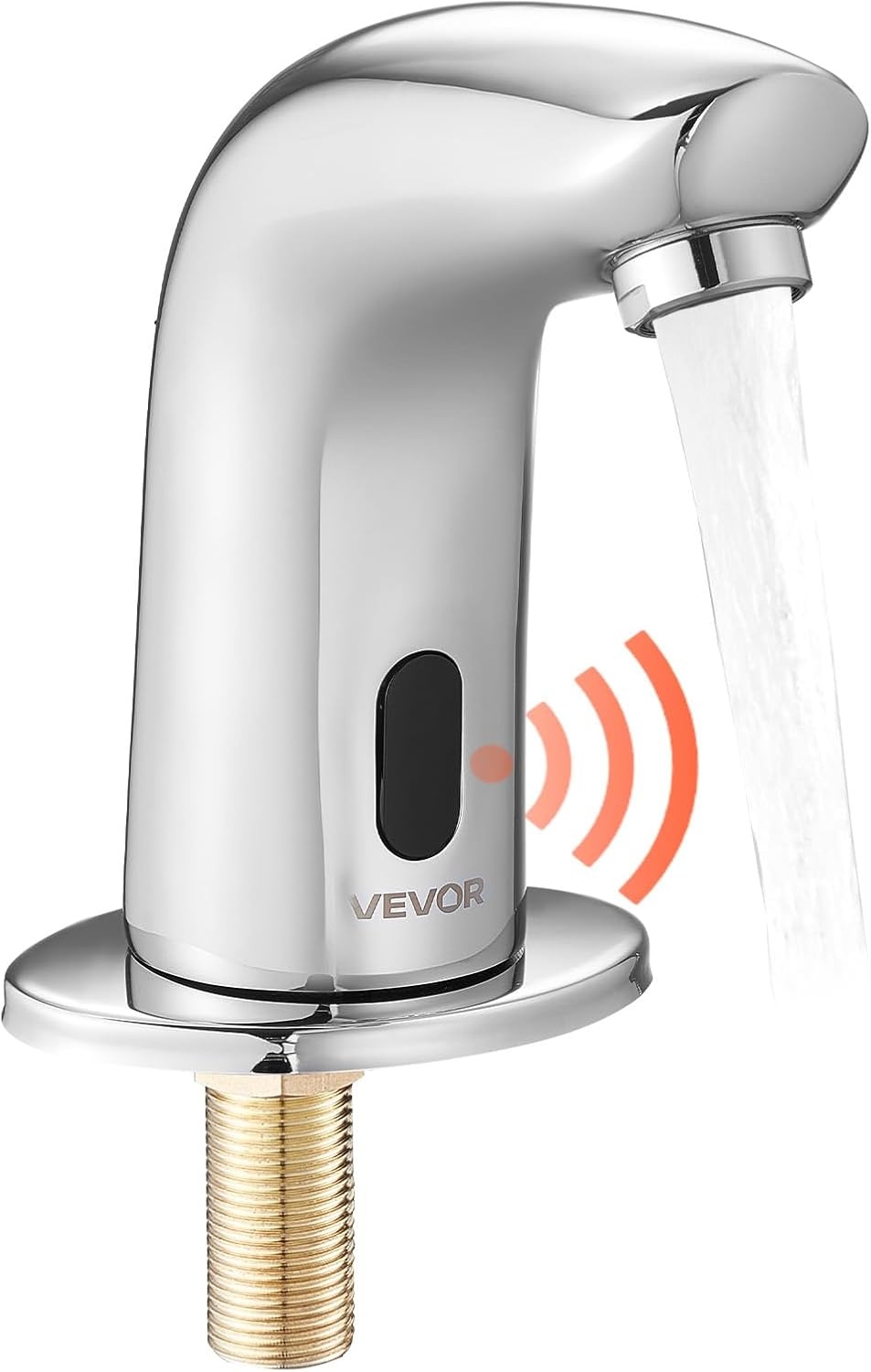 image:imageVEVOR Touchless Bathroom Sink Faucet Automatic Motion Sensor Waterfall Restroom Toilet Faucet with Hole Cover Plate Battery OperatedHotCold Water for 916 in Pipe Commercial LavatoryMatte BlackChrome