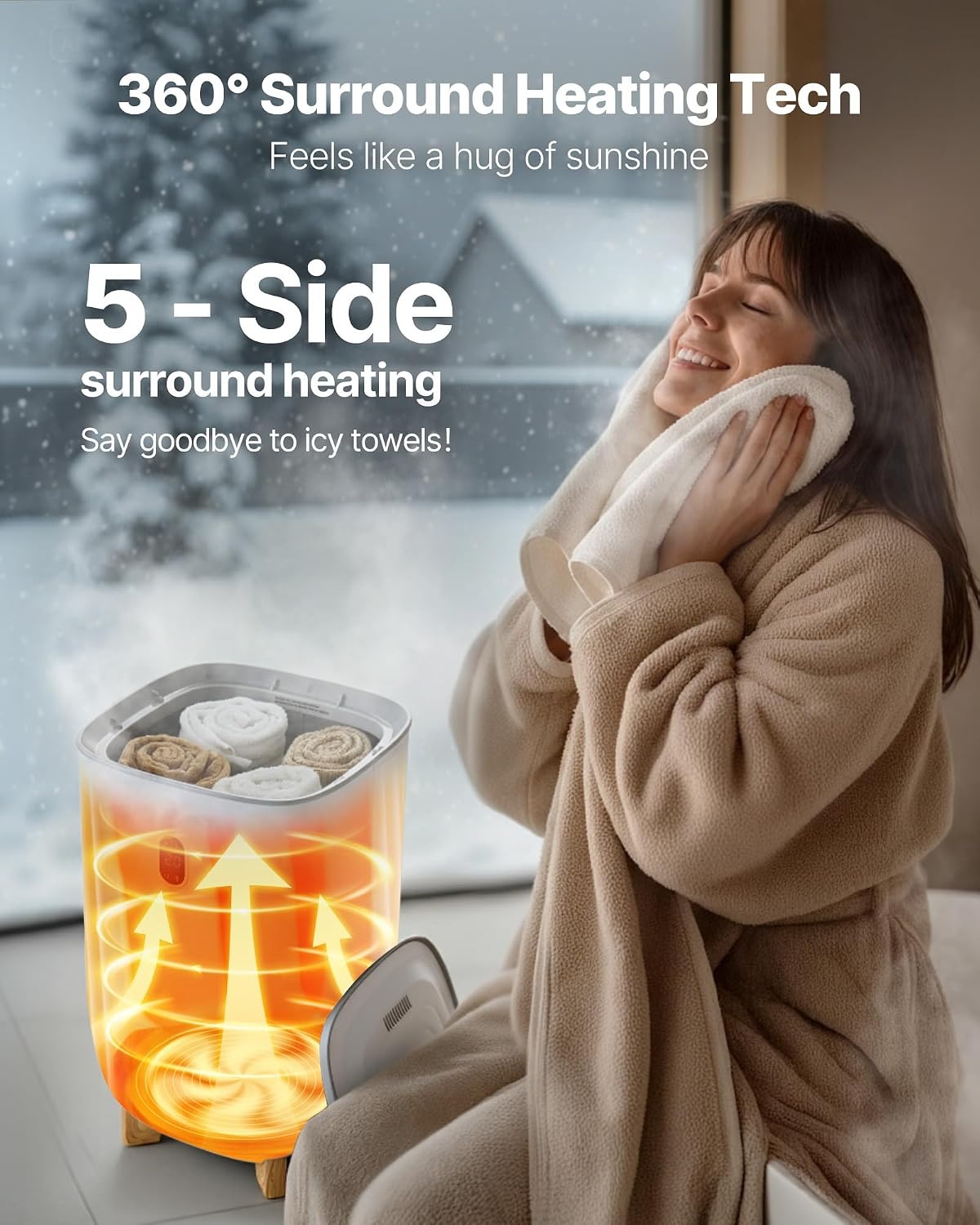 image:imageVEVOR Towel Warmers for Bathroom 25 L Towel Warmer Bucket with Auto Shut Off for Spa Fits up to 5 Oversized Towels Blankets Clothes Bathrobes PJs and MoreWhite