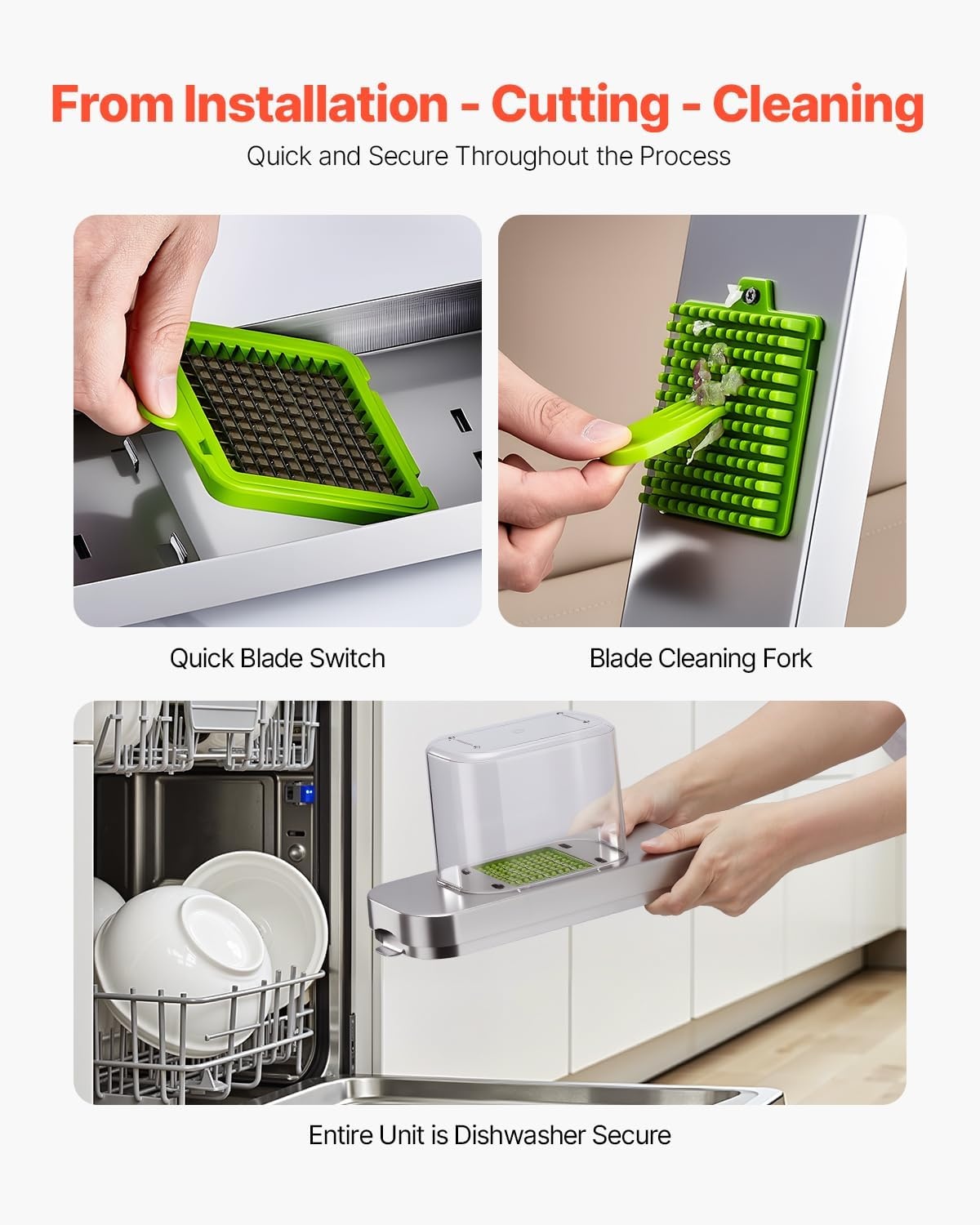 image:imageVEVOR Vegetable Chopper Food Veggie Cutter with 3 Stainless Steel Blades Onion Slicer with Container Salad Potato Dicer Kitchen Gadgets amp Essentials Home Appliances Tools for Easy DIY SilverReinforcement3 Blade