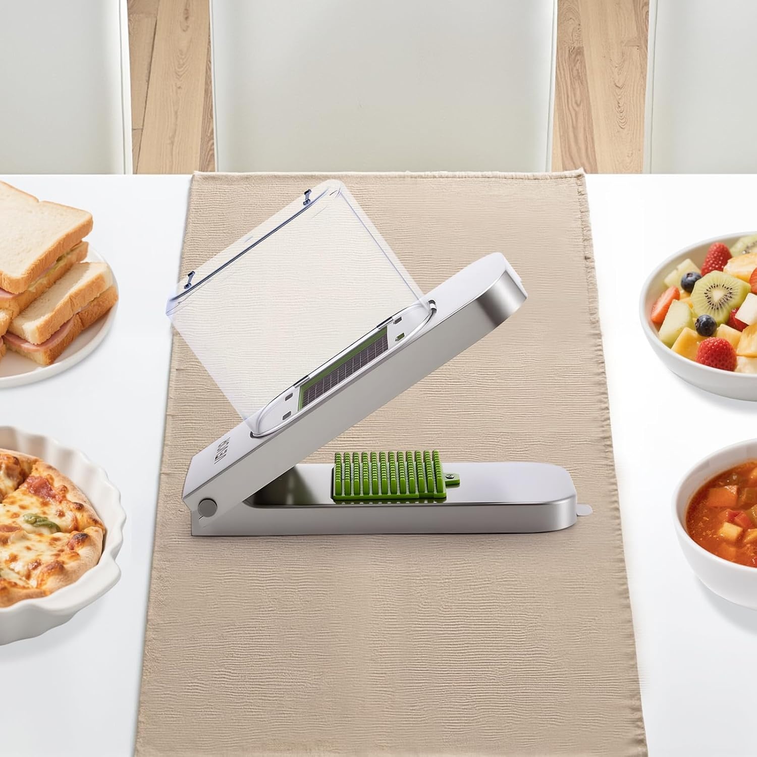 image:imageVEVOR Vegetable Chopper Food Veggie Cutter with 3 Stainless Steel Blades Onion Slicer with Container Salad Potato Dicer Kitchen Gadgets amp Essentials Home Appliances Tools for Easy DIY SilverReinforcement3 Blade