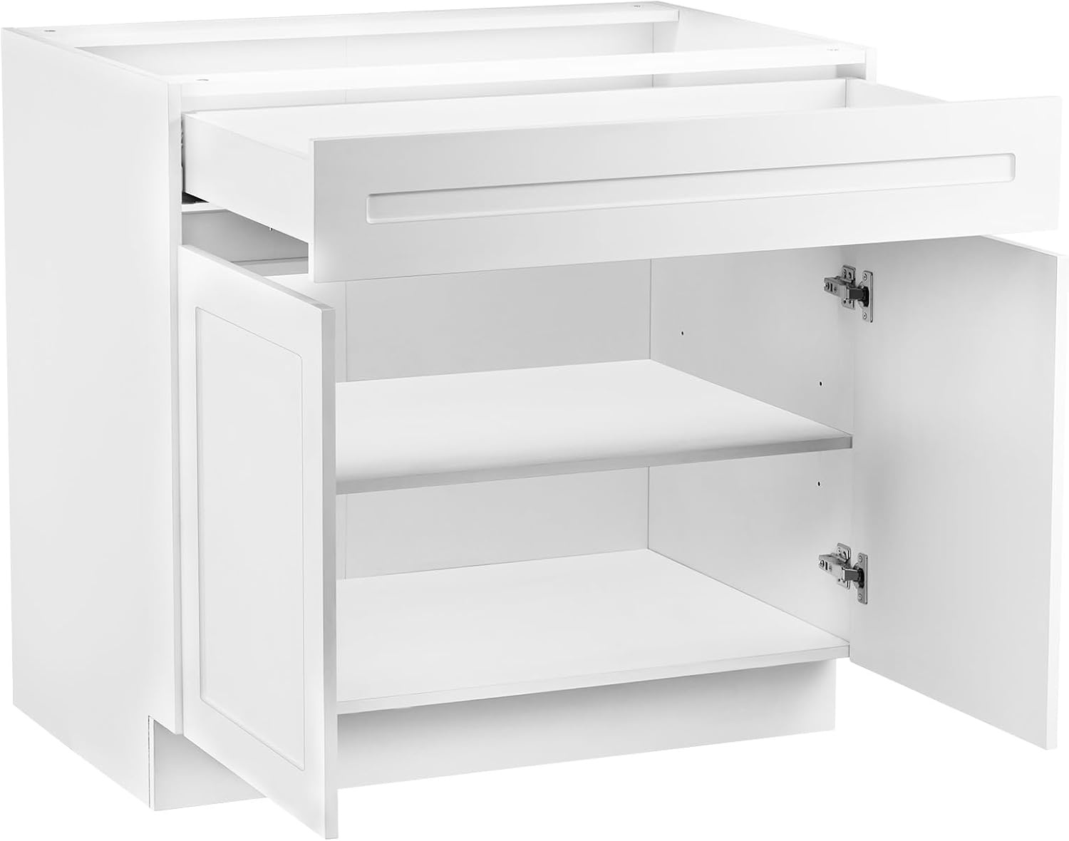 image:imageVEVOR White Shaker Base Cabinet with Drawer 24Inch Unassembled Drawer Base Cabinet 24 W x 24 D x 345 H Ready to Assemble Cabinet with SoftClose Doors and Adjustable Shelf for Home Office30W Base Cabinet