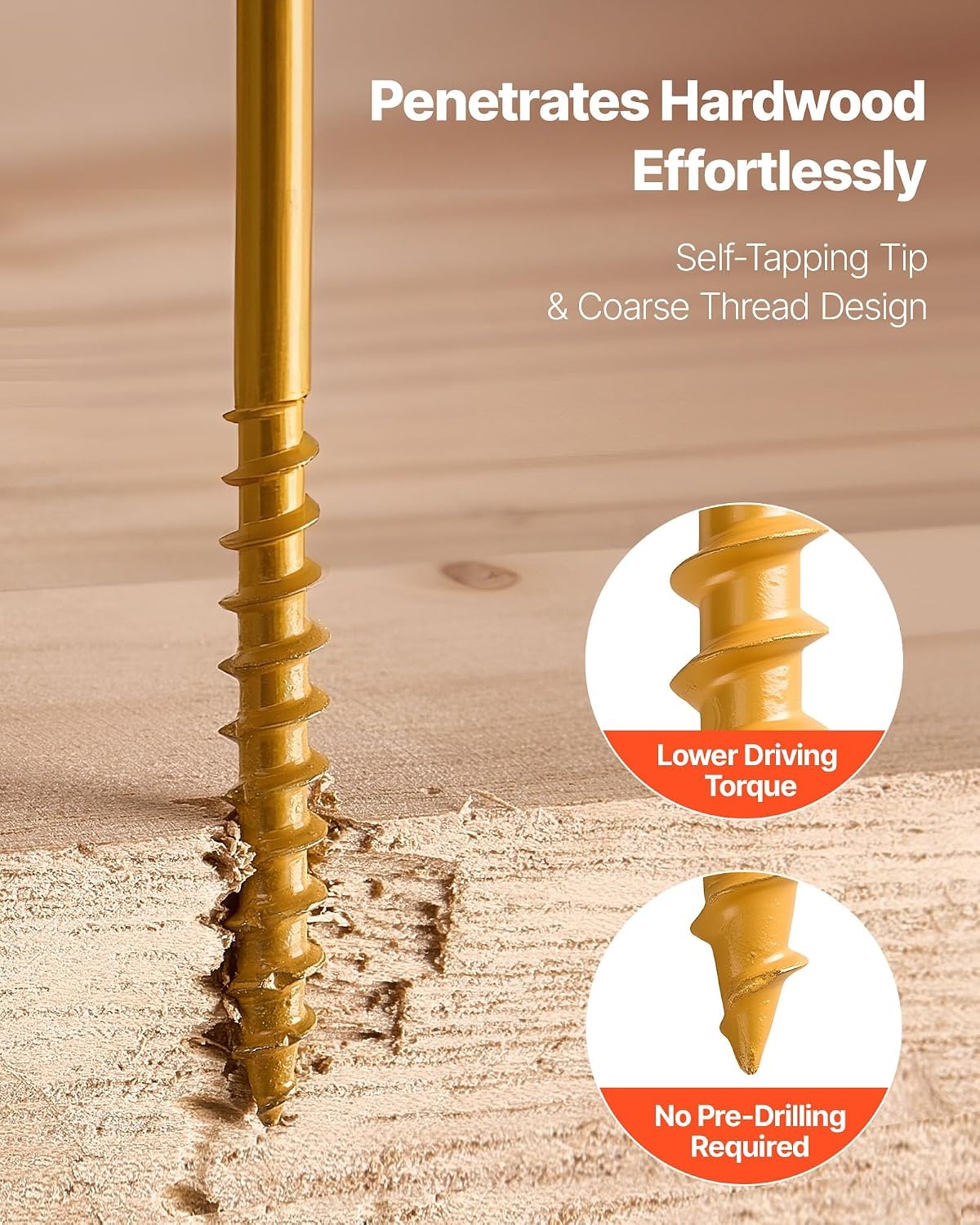 image:imageVEVOR Wood Screws 350 PCS 8 x 2Inch AntiRust Coated Exterior Deck Screw TorxT25 Star Drive Metal RustResistant Outdoor Decking Screws with 2 Screw Connectors for Decking Fencing Framing8 x 2