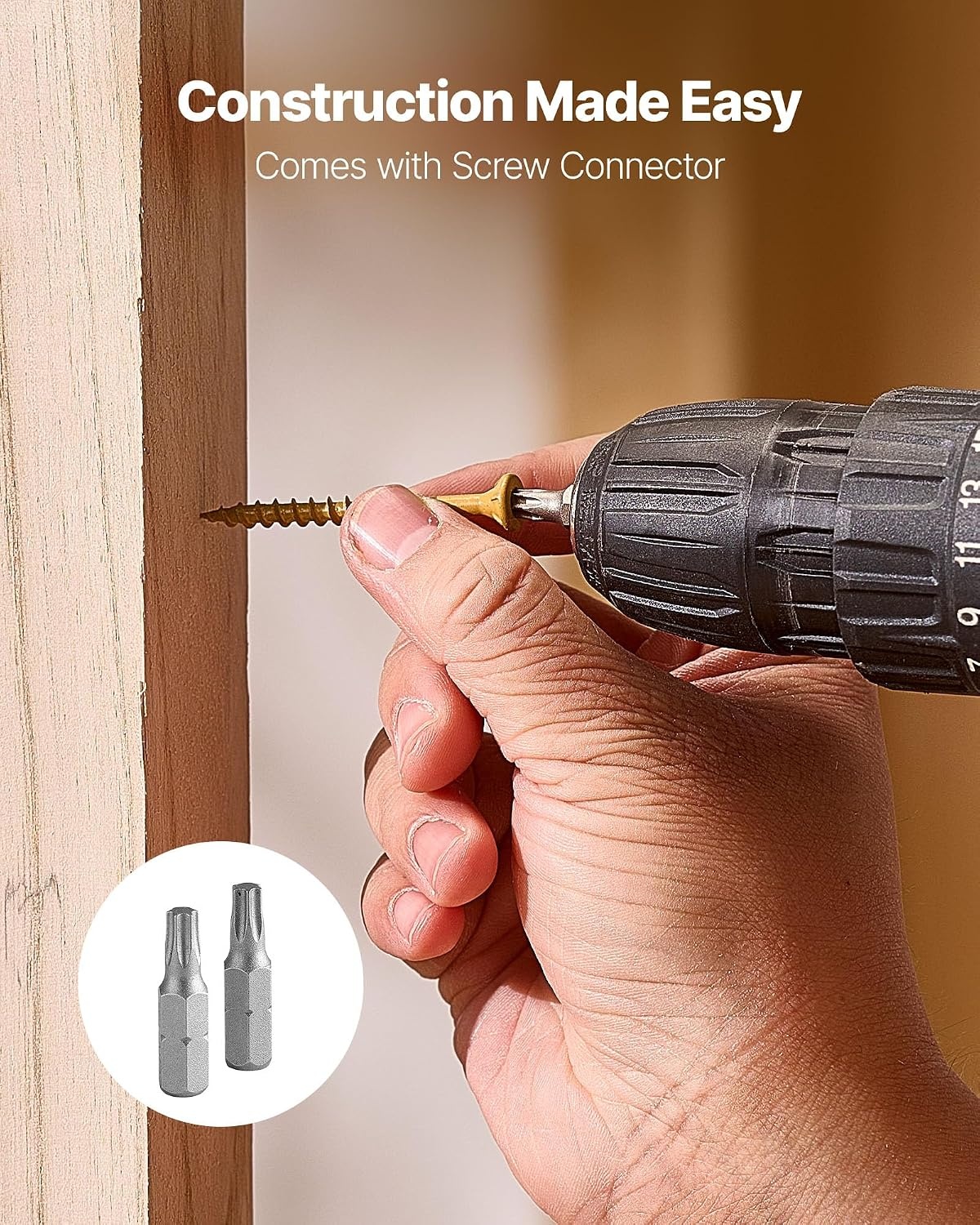 image:imageVEVOR Wood Screws 350 PCS 8 x 2Inch AntiRust Coated Exterior Deck Screw TorxT25 Star Drive Metal RustResistant Outdoor Decking Screws with 2 Screw Connectors for Decking Fencing Framing8 x 2