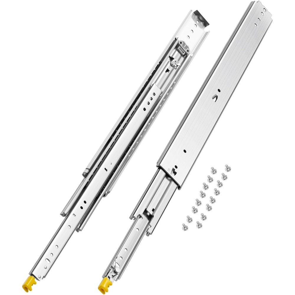 image:imageVEVOR 1 Pair Full Extension Drawer Slides 18 20 22 28 30 32 36 38 40 44 48 52 56 60 in 500 lbs Load Capacity Locking Drawer Slides Ball Bearing with Lock Side Mount Drawer Slide Rail