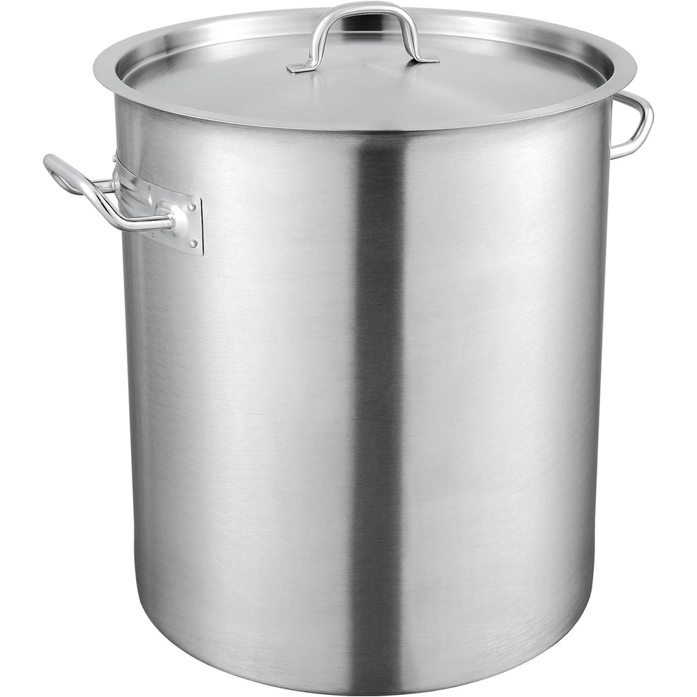 image:imageVEVOR 188 Stainless Steel Stockpot 42QT Large Cooking Pots Multipurpose Cookware Sauce Pot with Composite Base Heavy Duty Commercial Grade Stock Pot Sanding Treatment for Large Groups Events444 Quarts