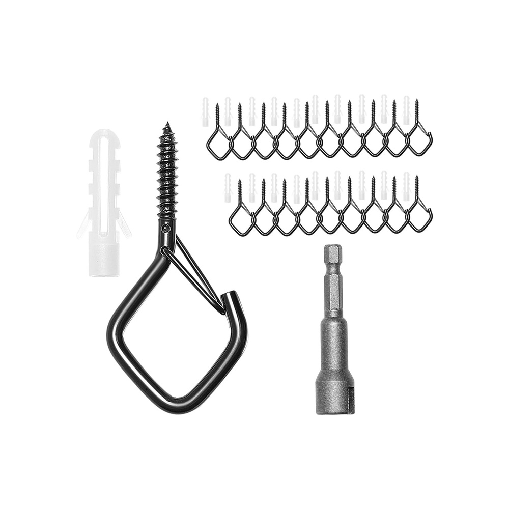 image:imageVEVOR 20 PCS QHanger Hooks 217 in Q Hanger String Light Hooks Outdoor Heavy Duty Outdoor Screw Hooks with Security Buckle for Hanging Outdoor String Lights Christmas Lights Cups Decors Black