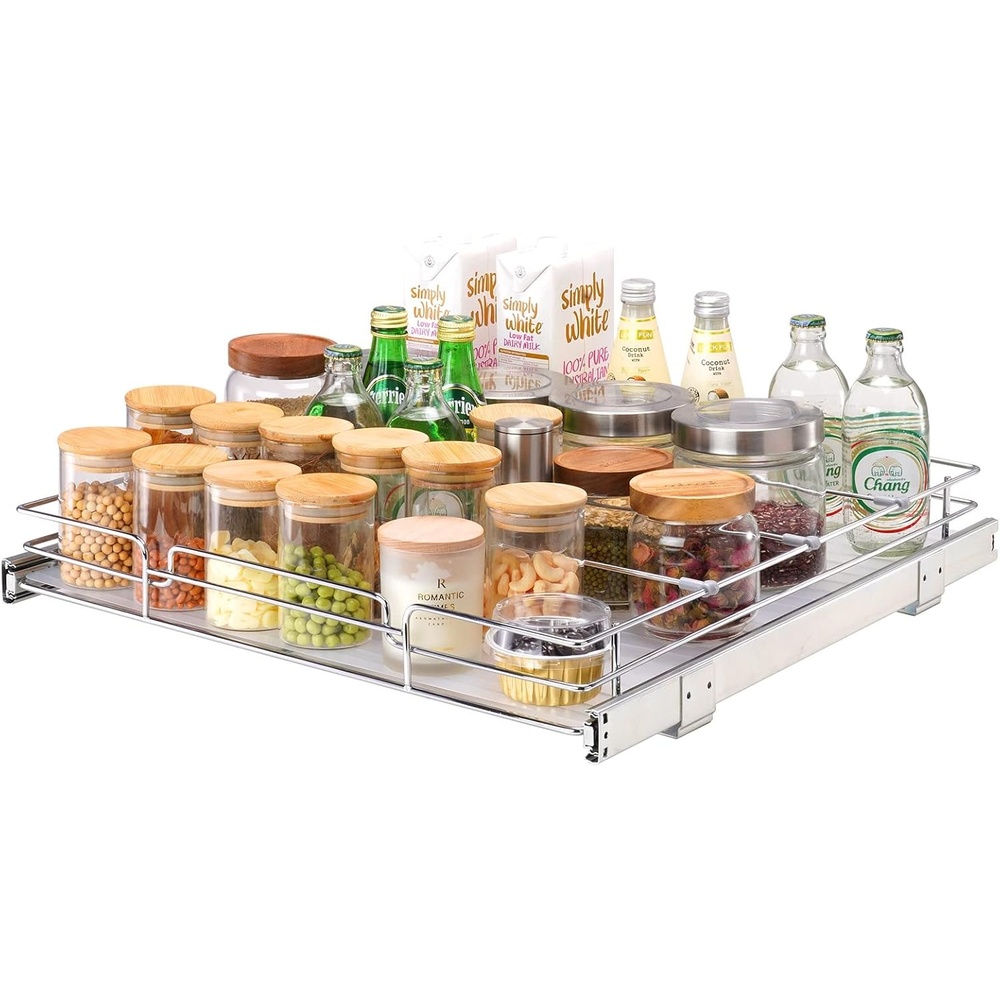 image:imageVEVOR 215 Wx21 Dx35 H Pull Out Cabinet Organizer Heavy Duty Slide Out Pantry Shelves ChromePlated Steel Roll Out Drawers Storage for Home Under Sink 23 Wx22 Dx7 H Install Size for Cabinet215Wx21D