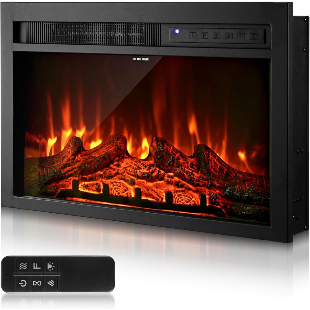 image:imageVEVOR 40 Inch Electric Fireplace Insert 5000BTU Recessed or Wall Mounted Heater Realistic Flame Colors amp Adjustable Brightness 750W1500W Dual Heat 8H Timer for Living Room amp Bedroom26 inch
