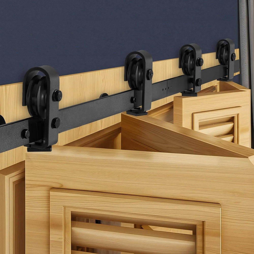 image:imageVEVOR 52 BiFolding Sliding Barn Door Hardware Track Kit Bifold Sliding Door Hardware Slide Smoothly Quietly Heavy Duty Easy to Install for Two 24 Closet Pantry Laundry Barn Doors No Door60 for 4 doors