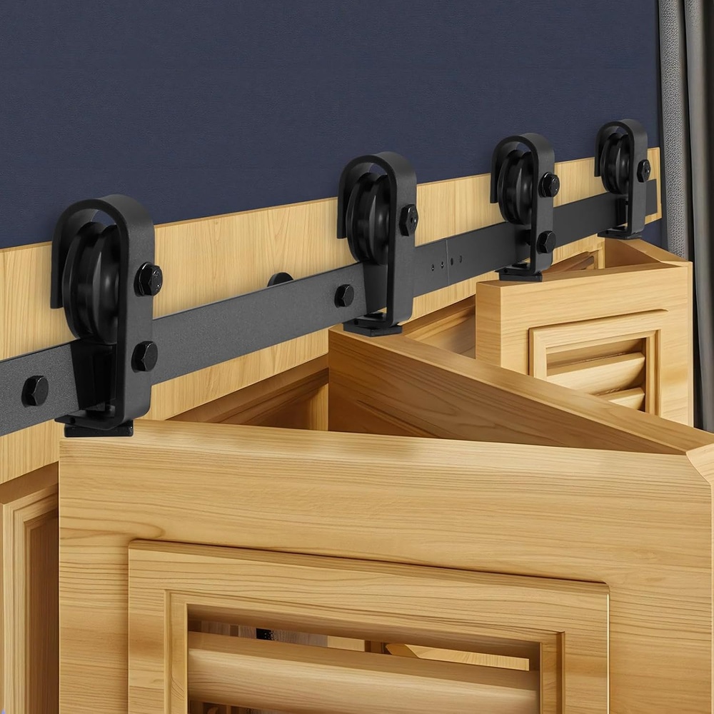 image:imageVEVOR 52 BiFolding Sliding Barn Door Hardware Track Kit Bifold Sliding Door Hardware Slide Smoothly Quietly Heavy Duty Easy to Install for Two 24 Closet Pantry Laundry Barn Doors No Door52 for 4 doors