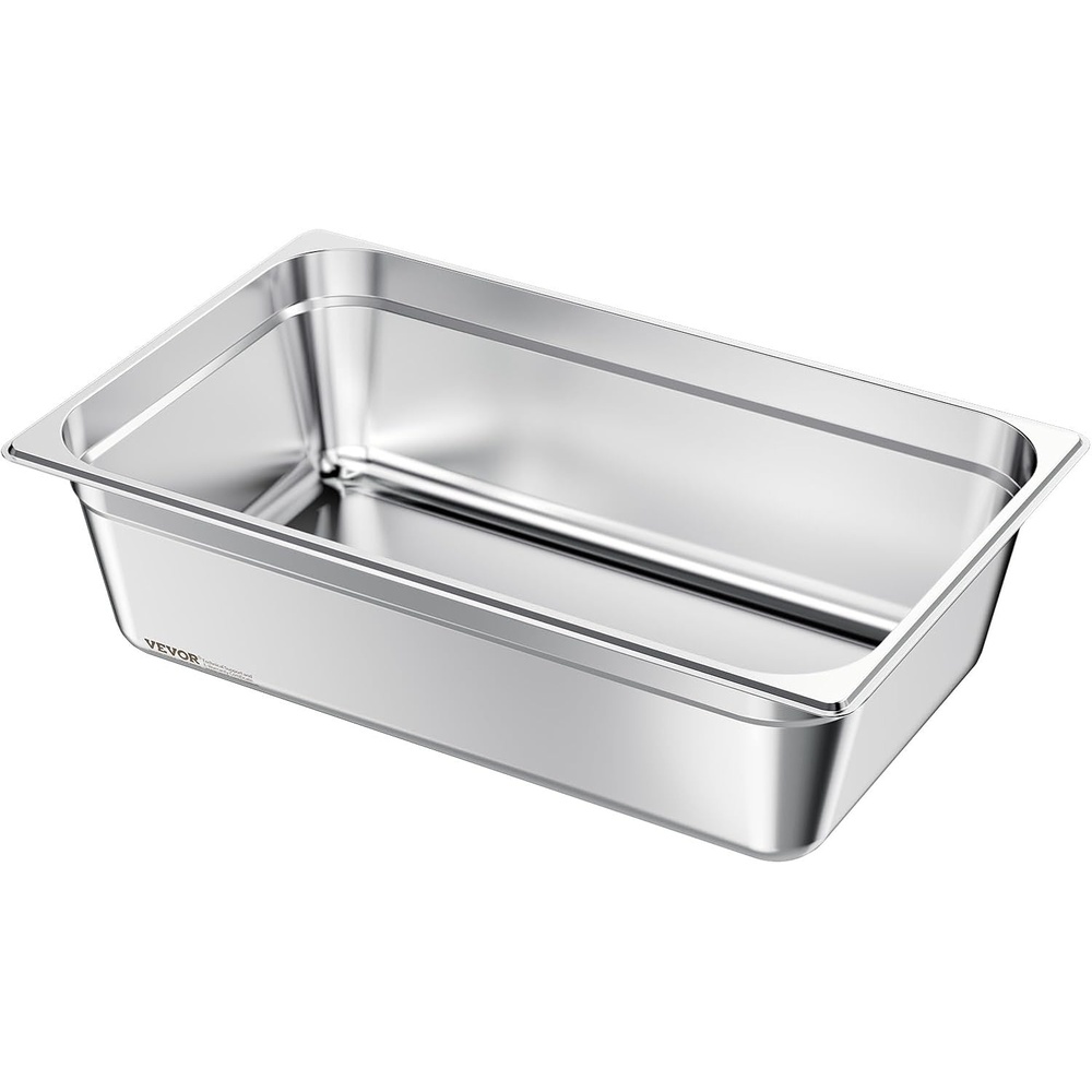 image:imageVEVOR 6 Pack Stainless Steel Hotel Pans25Inch Deep 08mm Thick Commercial Food Pans AntiJam Catering Food Storage Metal Pan for Steam Tables Food Warmer208 x 13 x 25inch6 1 Pack