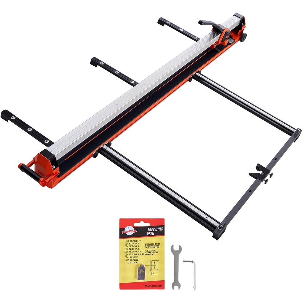 image:imageVEVOR 63Inch Manual Tile Cutter Upgraded Rail and Sliding Head Precision Alignment Guide Tungsten Carbide Cutting Wheel Support Legs with Swivel Wheels for DIY Pros Ceramic Floor Wall Tiles63 inchs