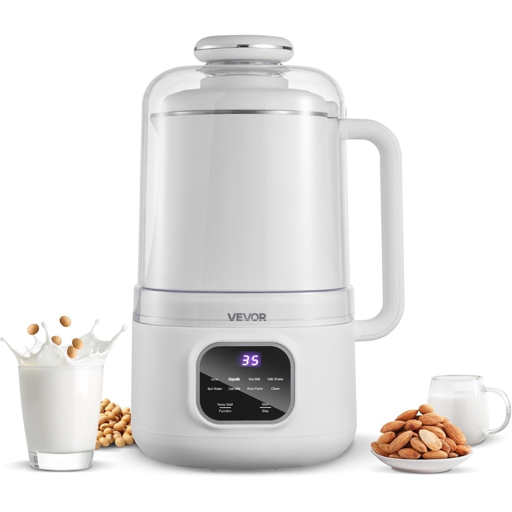 image:imageVEVOR 8in1 Nut Milk Maker 41 oz Soy Milk Maker Machine with 10 Blades for Homemade Oat Nut Soy Juice Milkshake Rice Cereal PlantBased Beverages with SelfCleaning Boil Water 12Hour Delay34 oz