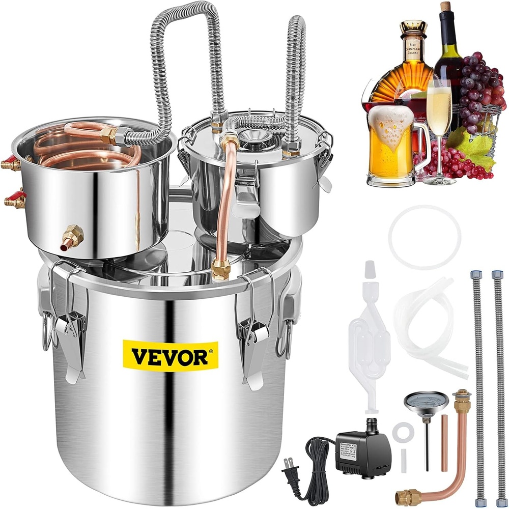 image:imageVEVOR Alcohol Still 13GAL50L Alcohol Distiller with Thumper Keg Distillery Kit for Alcohol with Copper Tube amp Buildin Thermometer amp Water Pump132Gal