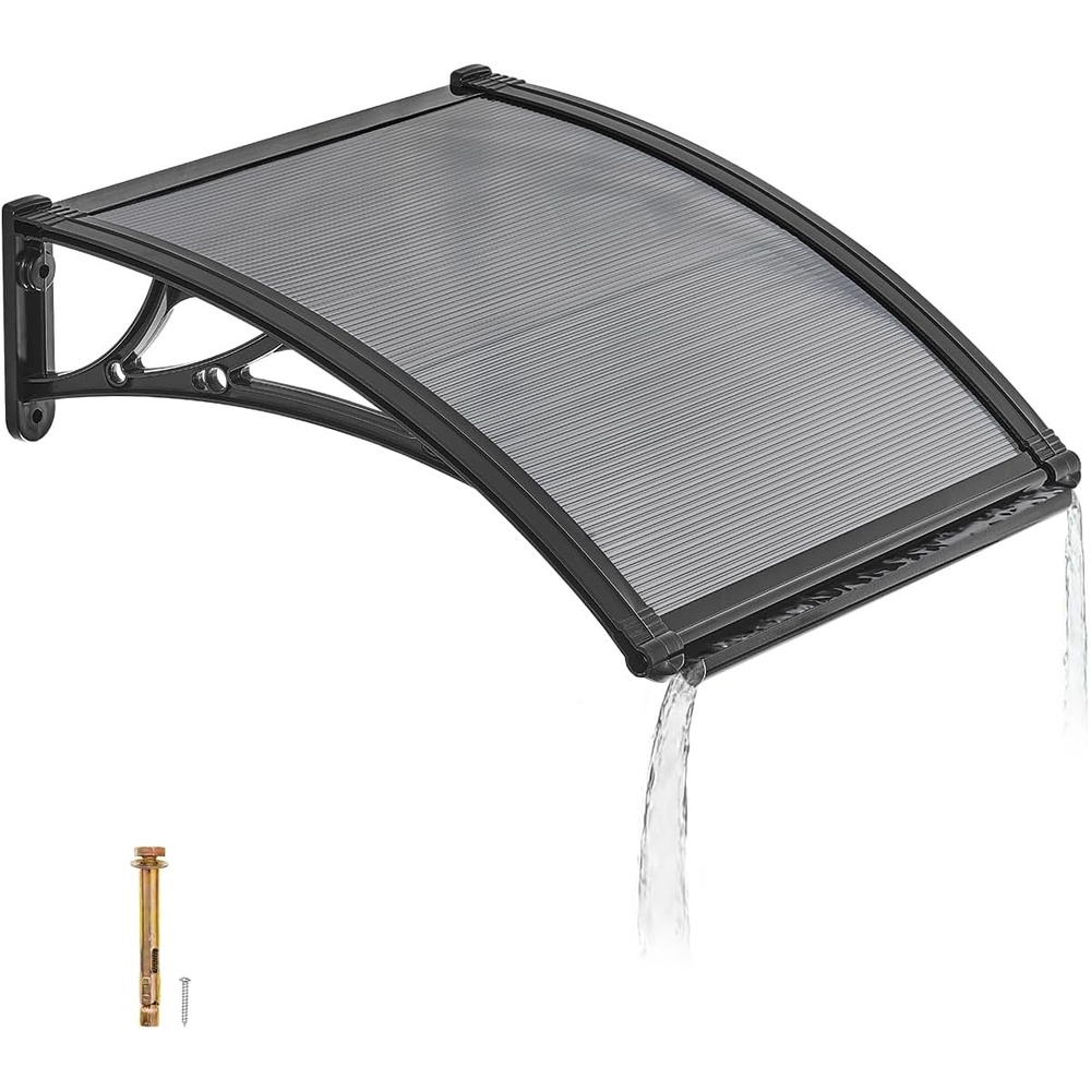 image:imageVEVOR Awnings for Door Entrance 38 x 40 Window Door Awning Canopy Exterior with Drainage amp ABS Bracket Polycarbonate Cover Patio Door Awnings for Sun UV Rain Snow ProtectionSmoky GraySmoke Gray