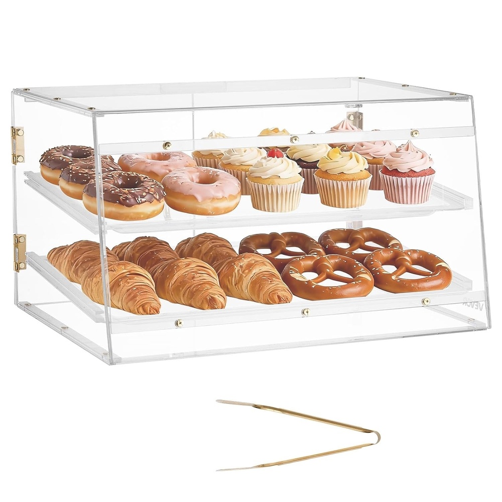 image:imageVEVOR Bakery Display Case 4Tier Commercial Countertop Pastry Display Case Clear Acrylic Bread Box for Kitchen Party Cake Cabinet with Magnetic Rear Door for Cookie Dessert Donut 209x171x1632Tier