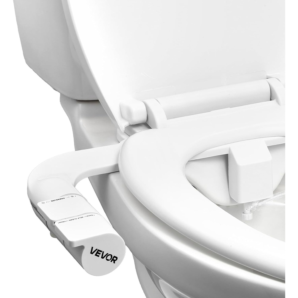 image:imageVEVOR Bidet Attachment for Toilet NonElectric Bidet Toilet Seat Attachment  Dual Retractable Nozzles Adjustable Water Pressure Easily Installed Cold Water Sprayer for Rear Feminine Wash WhiteCool Water  2 easygrip knob  standard
