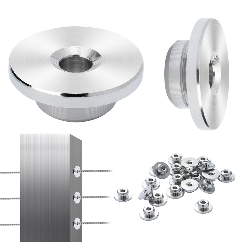 image:imageVEVOR Cable Railing Kit 121 Pack 18 Silver Cable Railing Protector Sleeves T316 Stainless Steel Deck Cable Railing Hardware Kit with A Free Drill BitSilverWheel