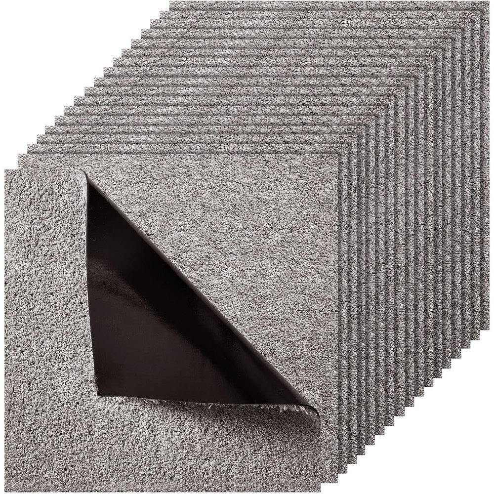 image:imageVEVOR Carpet Tiles Reusable 20x 20 Carpet Squares with Padding Attached Soft Padded Carpet Tiles Easy Install DIY for Bedroom Living Room Indoor Outdoor 20 Tiles Dark Gray 555 sqftBoxDark Brown