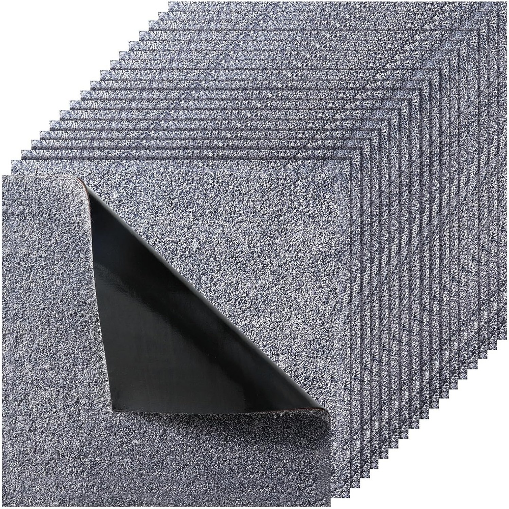 image:imageVEVOR Carpet Tiles Reusable 20x 20 Carpet Squares with Padding Attached Soft Padded Carpet Tiles Easy Install DIY for Bedroom Living Room Indoor Outdoor 20 Tiles Dark Gray 555 sqftBoxGray