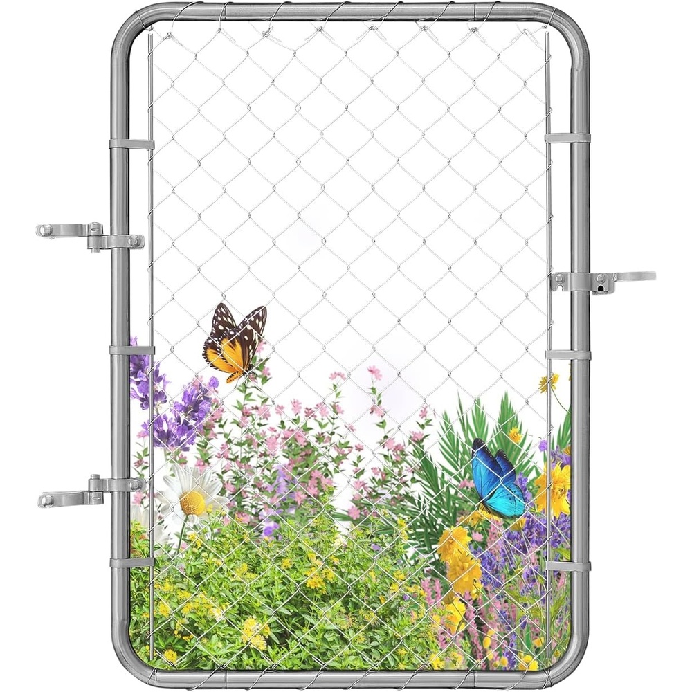 image:imageVEVOR Chain Link Fence Gate 70 x 72 in Adjustable Chain Link Fence Panel Garden Fence Gate Opening RustResistant Galvanized Fencing Gate for Farm Posts Not IncludedSilver