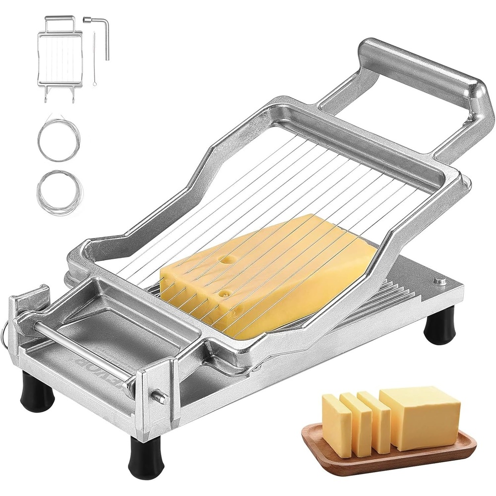 image:imageVEVOR Cheese Slicer Butter Cutter with 02 UltraThin Cheeser Butter Cutting Blade Detachable Cheese Slicer Wire Aluminum Alloy Commercial Cheese Cutter with 316 Stainless Steel Knife Wire039 078