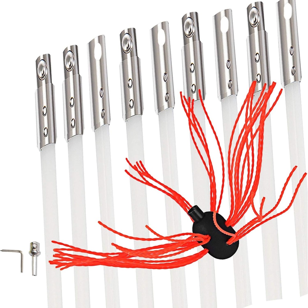 image:imageVEVOR Chimney Sweep Kit 20FT Length Chimney Brush Kit with 6 Nylon Flexible Rods Rotary Chimney Cleaning Kit Driven by Drill Chimney Cleaning Tool Kits for Sweeping Fireplace Flue9 Rods