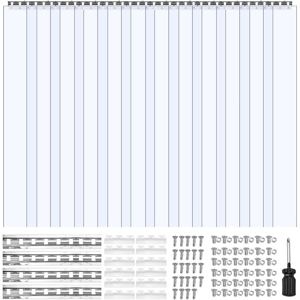 image:imageVEVOR Clear PVC Strip Curtain 96 in Height x 84 in Width x 008 in Thickness 14 PCS Walk in Freezer Cooler Curtain Strips Smooth Waterproof Plastic Door Strips for Warehouse Freezer Garage Doors96 Height x 72 Width