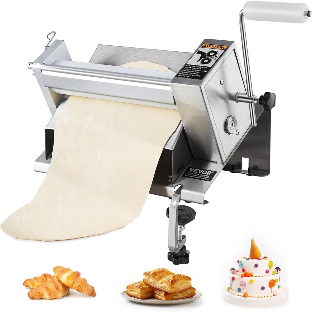 image:imageVEVOR Commercial Dough Sheeter Machine 197Inch Reversible Puff Pastry Sheeter and Fondant Roller Electric Dough Roller 014 Adjustable Thickness Folding Dough Sheeter for Bakeries Pastries11 inch