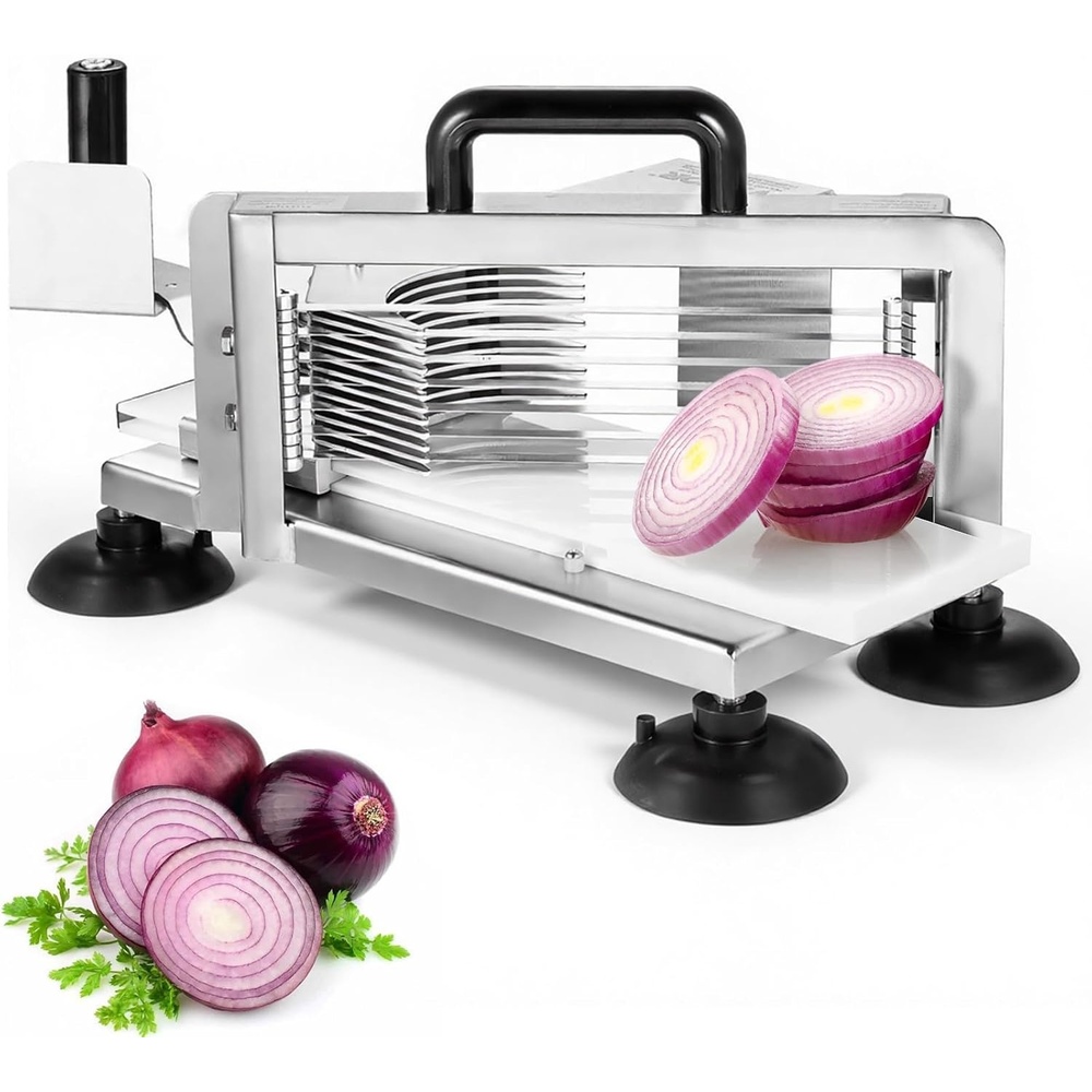 image:imageVEVOR Commercial Tomato Slicer 38 inch Tomato Cutter Slicer Stainless Steel Heavy Duty Tomato Slicer Machine Manual with Nonslip Feet for Cutting Tomatoes Cucumbers Bananas38UP