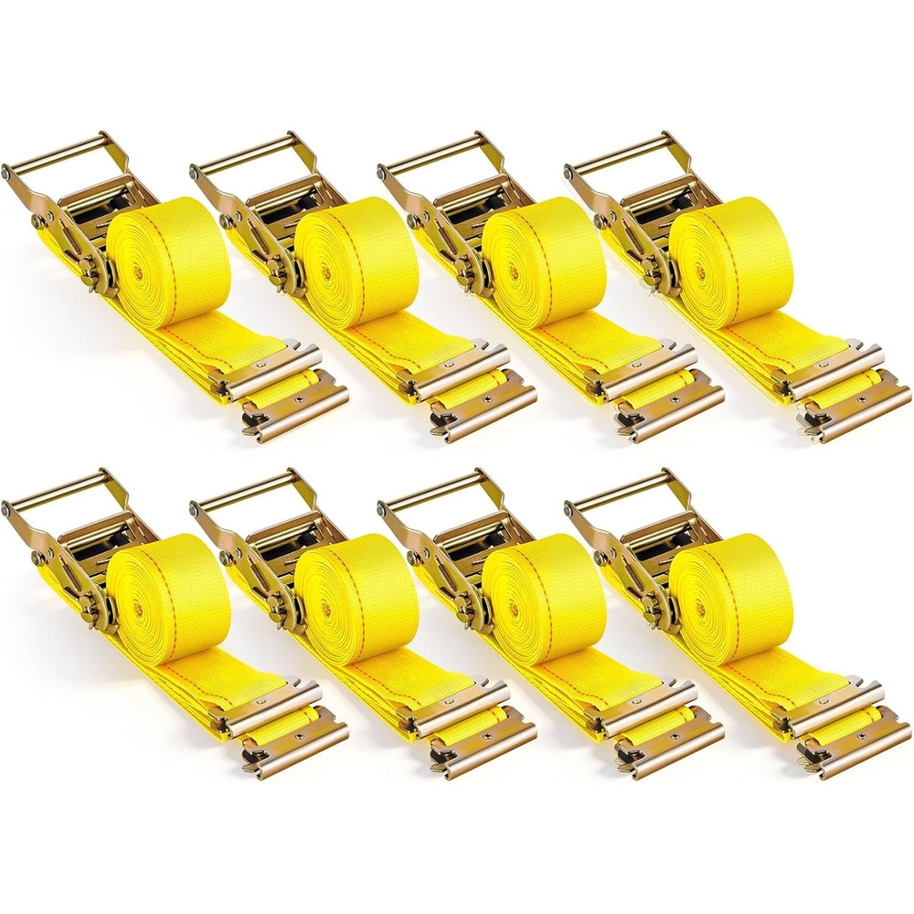 image:imageVEVOR ETrack Ratchet Straps 8 Pack 2 x 15 Heavy Duty Cargo TieDowns 4400 lbs Breaking Strength Standard E Track Fitting Tie Down ETrack Spring Fittings for Cargo Vans Trucks Trailers