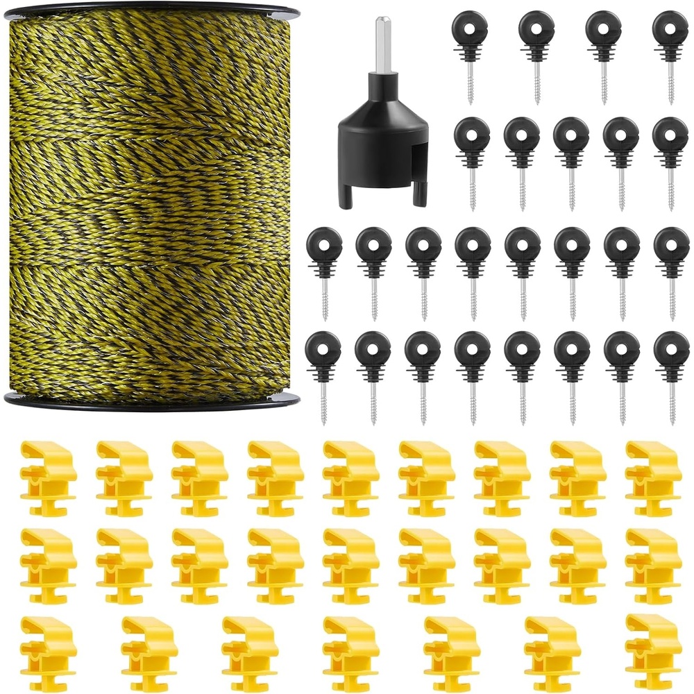 image:imageVEVOR Electric Fence Wire 3366Ft 1026M Portable Polywire 18 Diameter 6 Stainless Steel Strands for Reliable Conductivity and UV Rust Resistance Fencing Rope Line for Horse Cattle Livestock1640Ft 500M