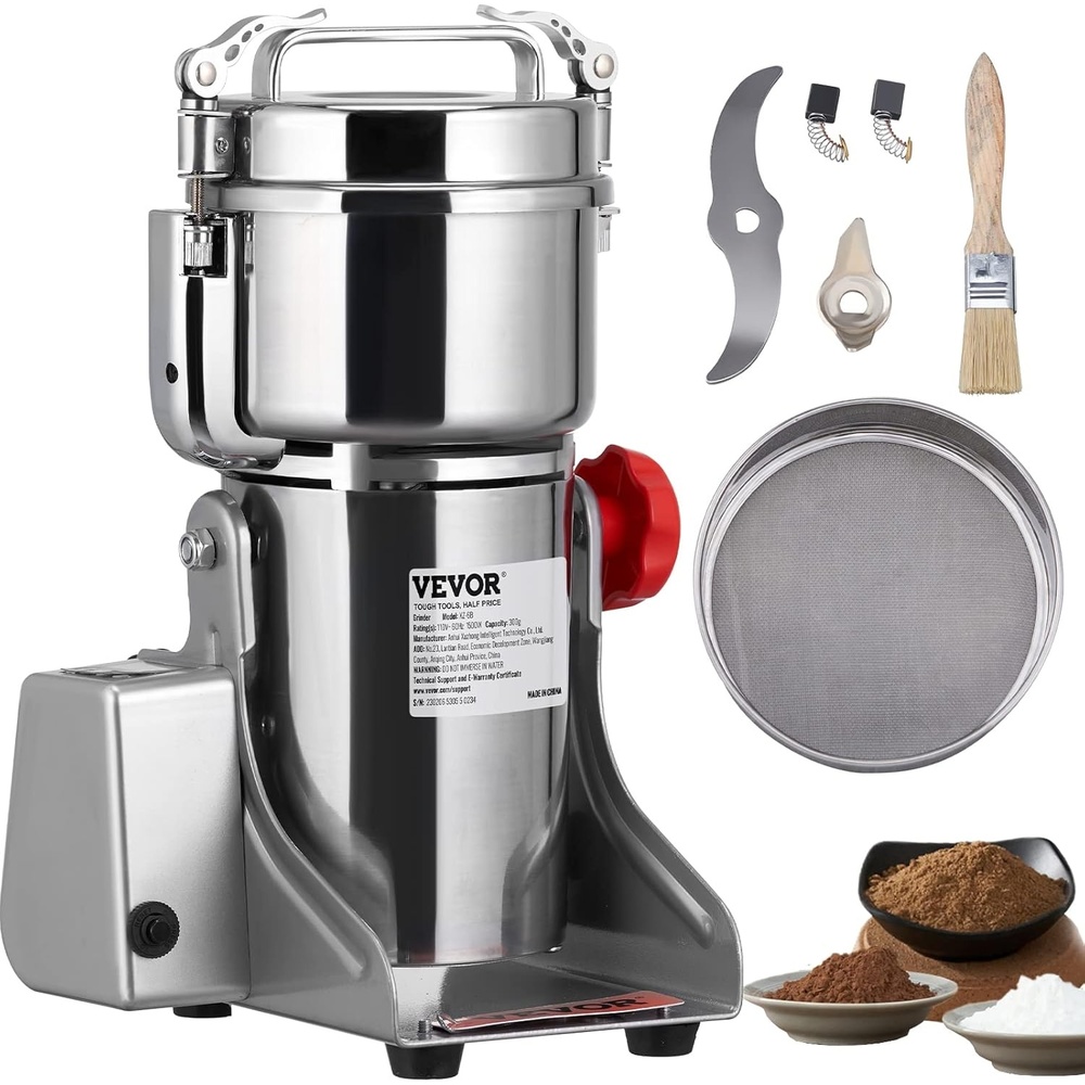 image:imageVEVOR Electric Grain Mill Grinder 600W High Power Commercial Spice Grinder 66 Gal Pulverizer Powder Machine with Galvanized Sharp Blades for Dry Grains Spices Cereals Coffee Corn amp Pepper700g