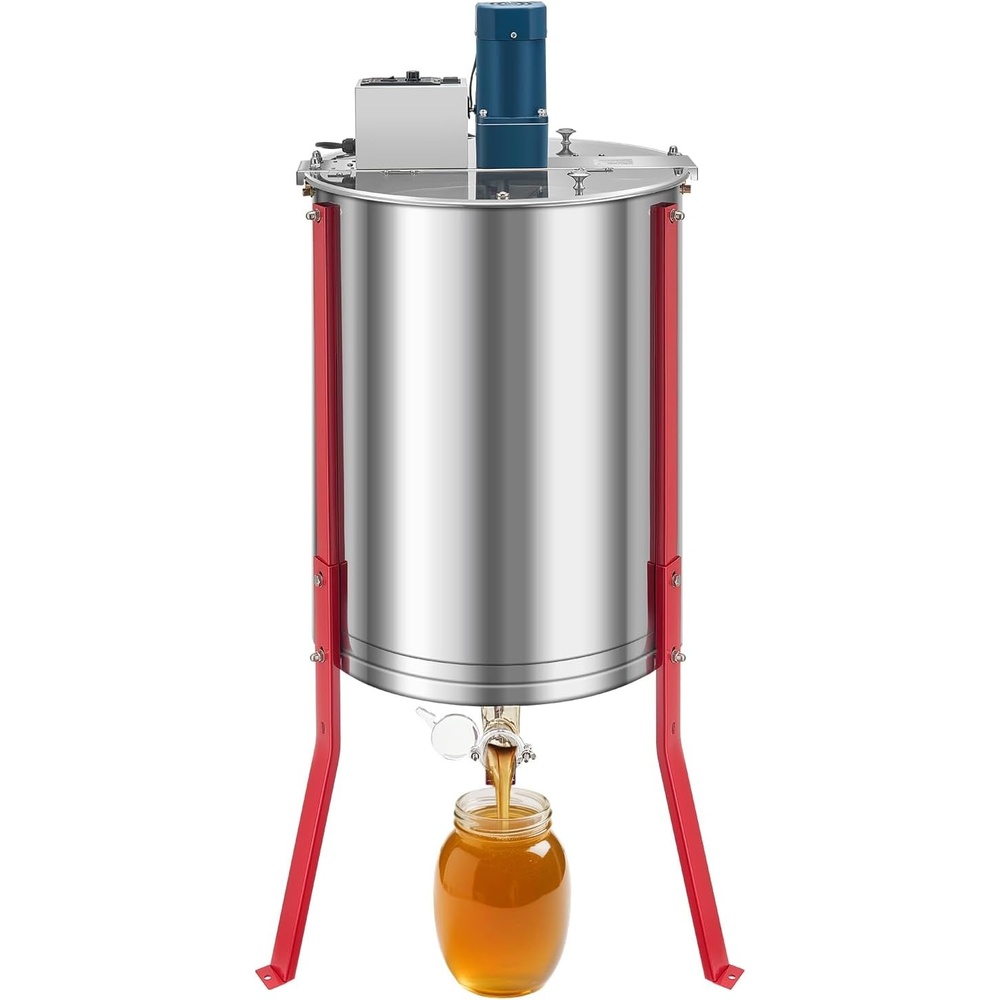image:imageVEVOR Electric Honey Extractor 3 Frame Honey Extractor with Transparent Lid Stainless Steel Honeycomb Drum Spinner Height Adjustable Honeycomb Extraction Equipment for Beekeeping6 Frame
