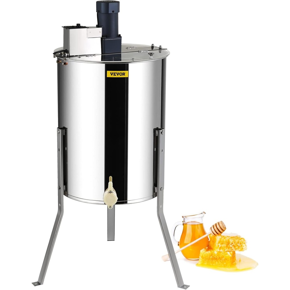image:imageVEVOR Electric Honey Extractor 3 Frame Honey Extractor with Transparent Lid Stainless Steel Honeycomb Drum Spinner Height Adjustable Honeycomb Extraction Equipment for Beekeeping8 Frame Rack4 Deep Frames