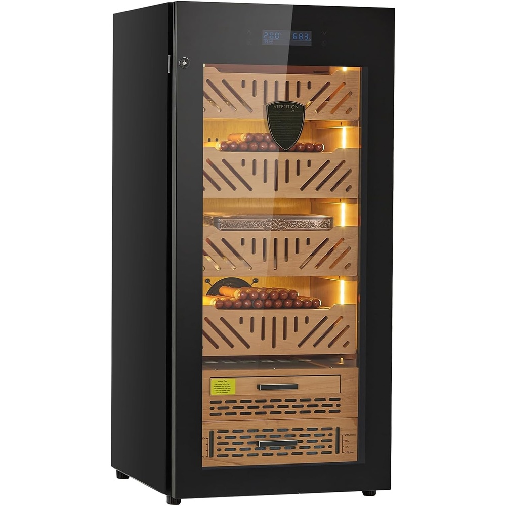 image:imageVEVOR Electric Humidor 288L 1700 Counts Electric Cigar Humidor Cabinet with Compressor Cooling Constant Humidity amp Temperature Control Spanish Cedar Wood Shelves amp Drawers 7 Layers for Household88L