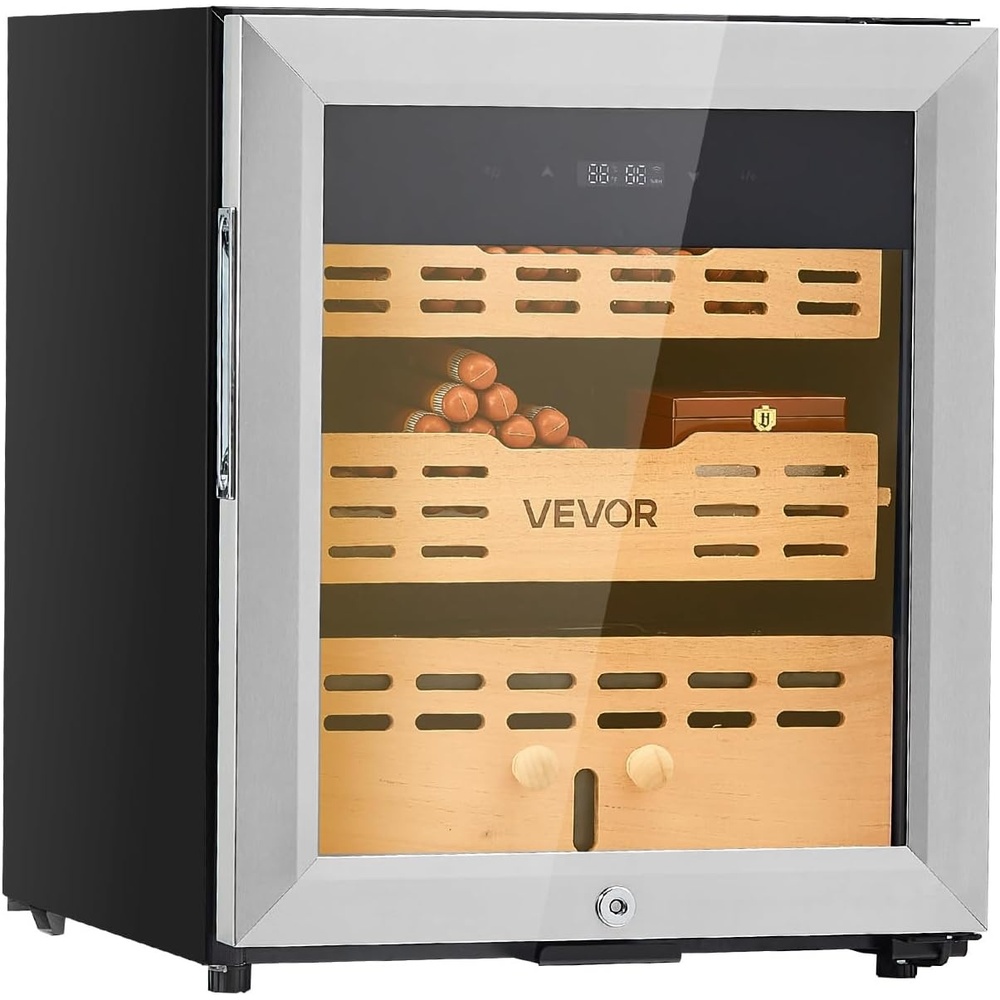 image:imageVEVOR Electric Humidor 50L 300 Counts Electric Cigar Humidor Cabinet with Compressor Cooling Constant Humidity amp Temperature Control Spanish Cedar Wood Shelves amp Drawers 2 Layers for Household50L