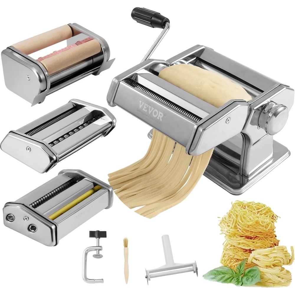image:imageVEVOR Electric Pasta Maker 150W Automatic Noodle Maker Machine with 8 Pasta Shapes 4 Intelligent Modes 500g Flour Capacity Pasta Maker Machine with Measuring Cups Cleaning Brush for Home KitchenSet