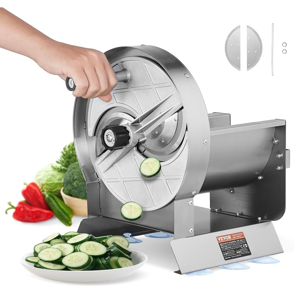 image:imageVEVOR Electric Vegetable Slicer 005012mm Thickness Adjustable Commercial Slicer Machine Convertible to Manual Stainless Steel Food Cutter Slicing Machine for Potato Lemon Tomato AppleManualVegetableStainless Steel